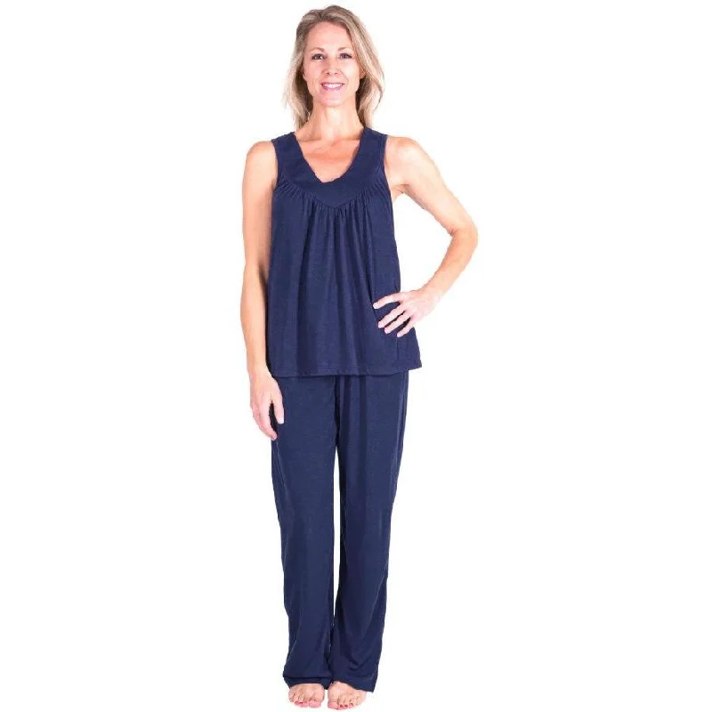 Weekend Savings Galore Women's Moisture Wicking Gathered Tank Drawstring Pant Pajama Set