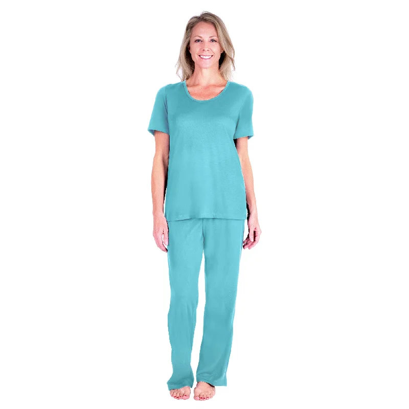 Weekend Bargains to Grab Women's Moisture Wicking Scoop Neck Drawstring Pant Pajama Set Weekend Bargains to Grab Women's Moisture Wicking Scoop Neck Drawstring Pant Pajama Set