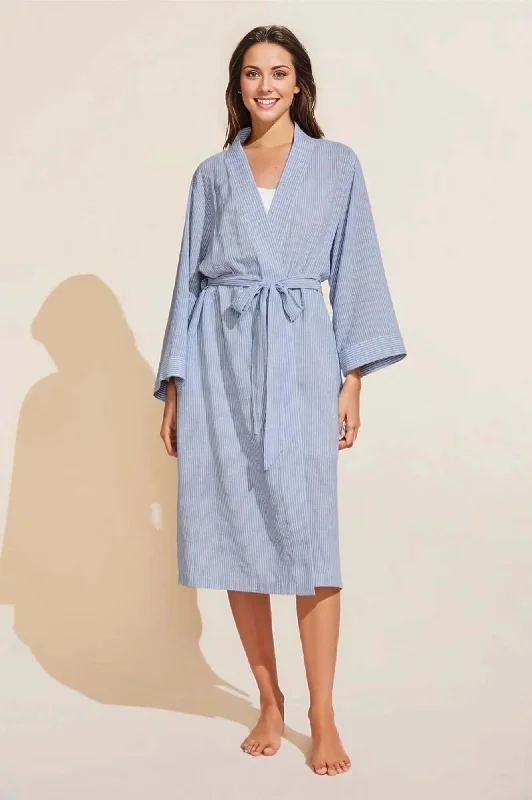 Weekend Offers You Can't Ignore Nautico Long Robe in Wedgewood Blue/White