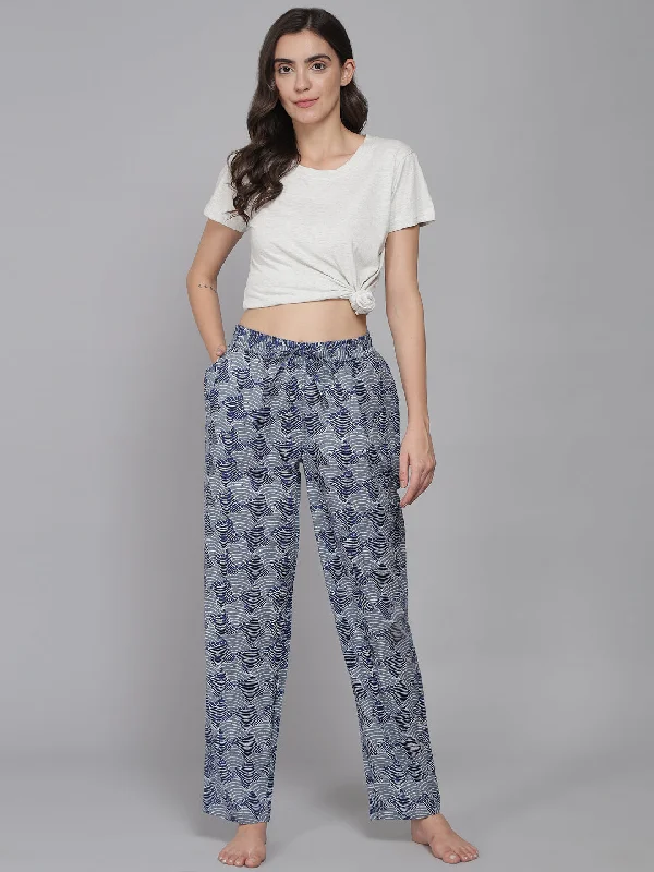 Massive Savings Sea Shell Cotton Pyjama - Navy Blue
