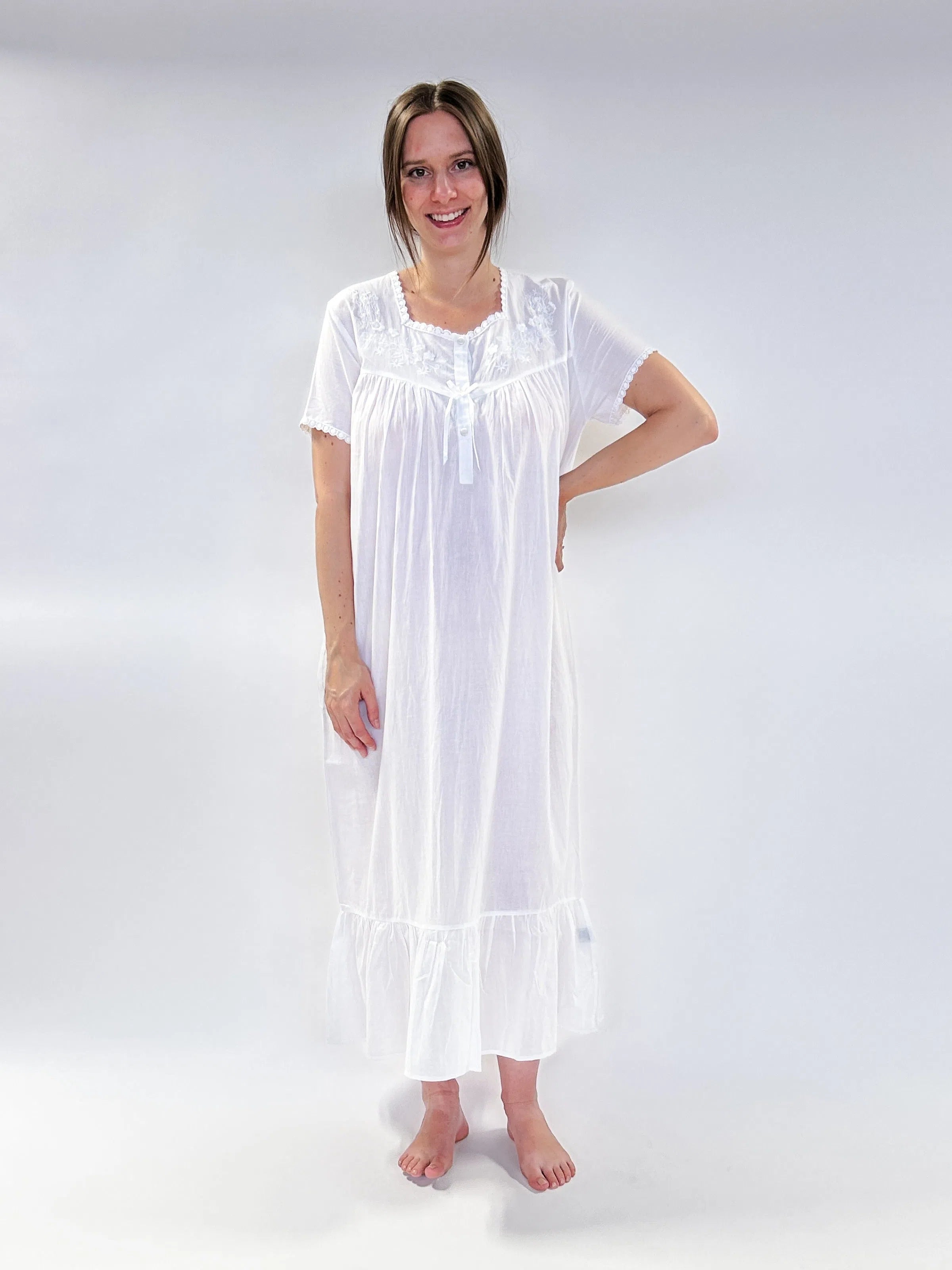 Bonus Offer Nightshirt Long Embroidery with Buttons | SUMMER DRESS