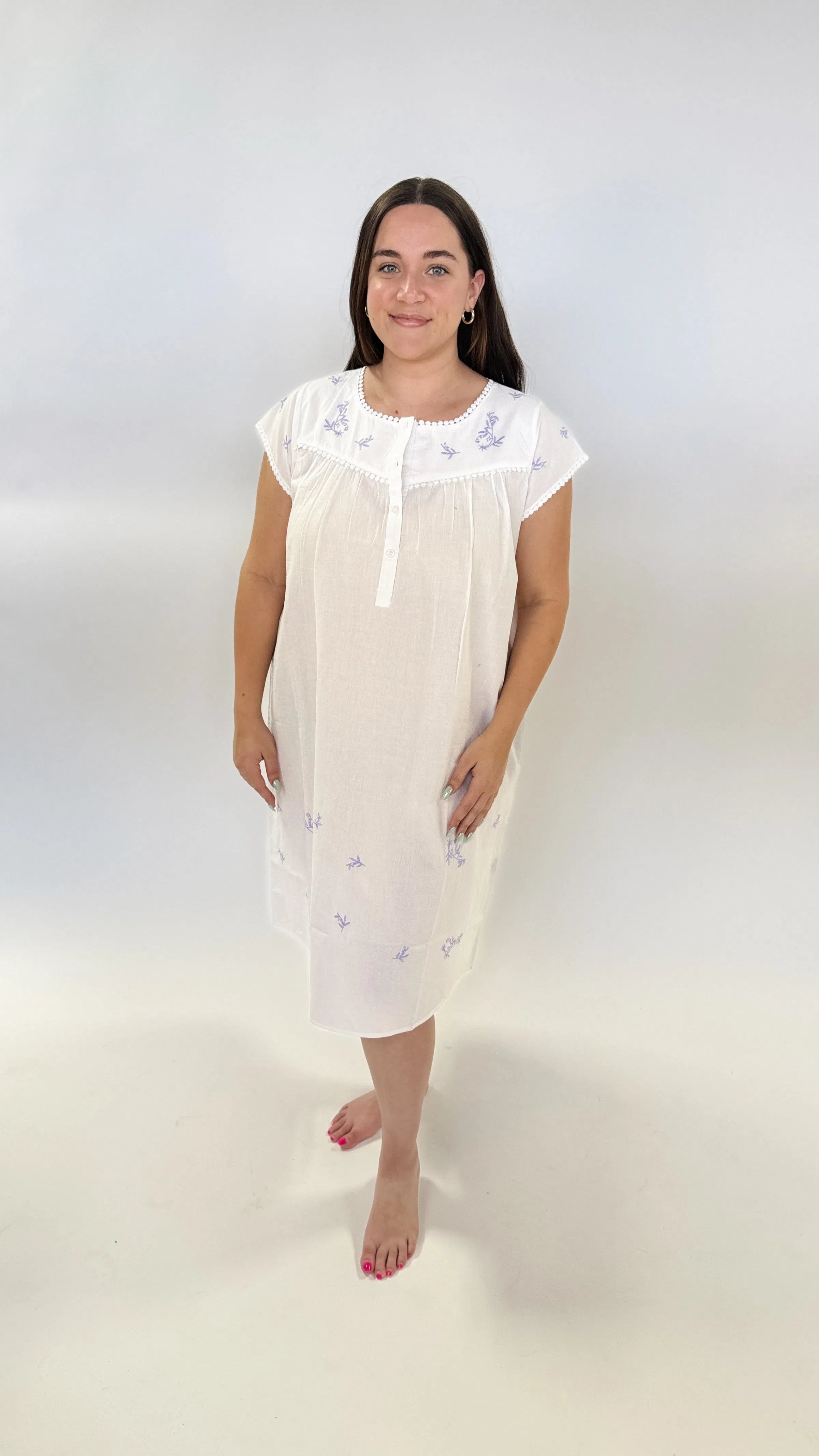 Weekend Specials to Delight Nightshirt Short Lavender Embroidery | SUMMER DRESS