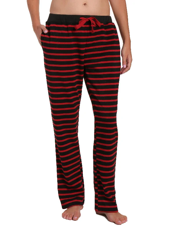 Bonus Offer Womens Towel Brushed Sweatpants - Stripes Black Red