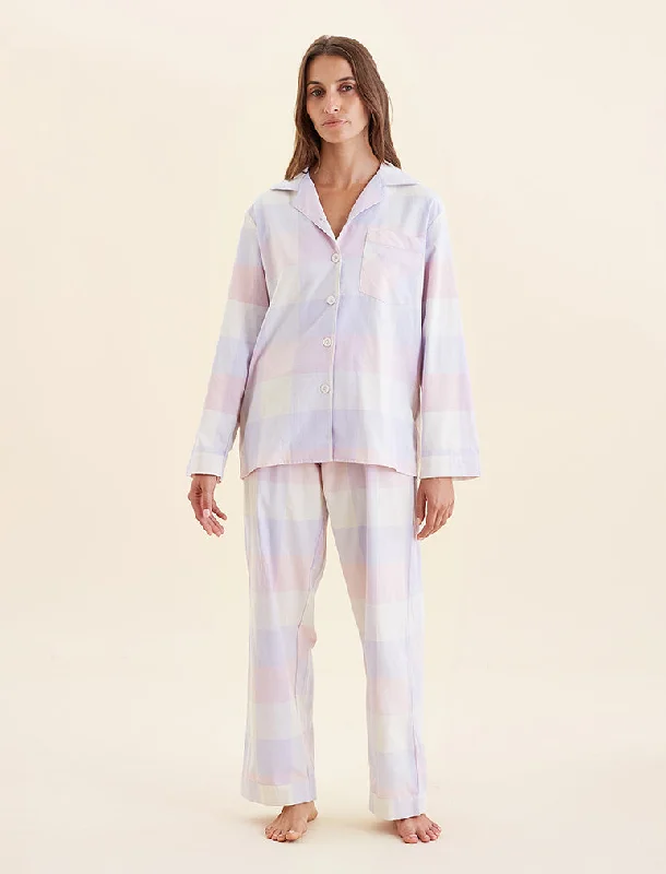 Weekend Offers That Tempt Organic Cotton Plaid Full Length PJ Set