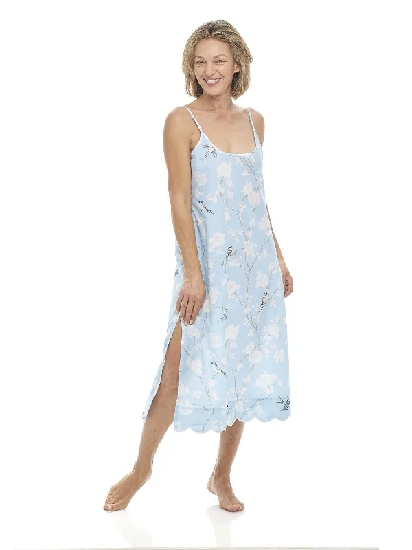 Weekend Discounts to Savor Pale Blue Gardenia Slip Nightgown