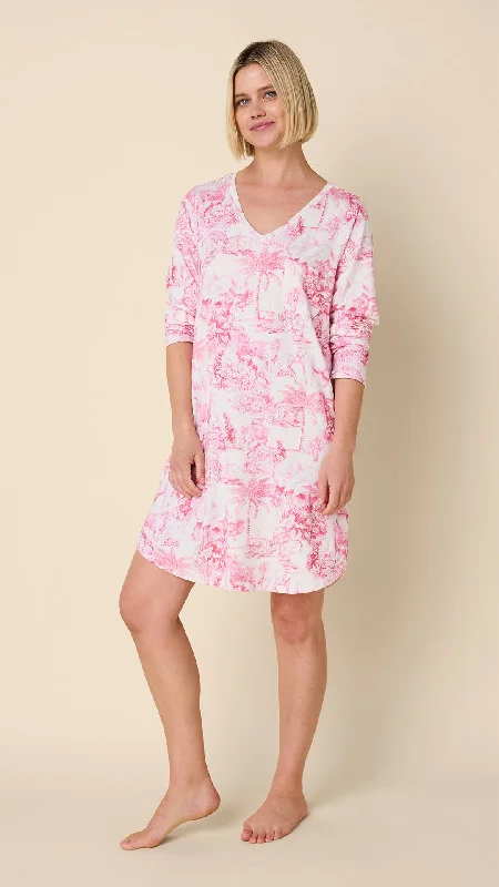 Lowest Price Palm Grove Toile Pima Knit Long-Sleeved Sleep Shirt