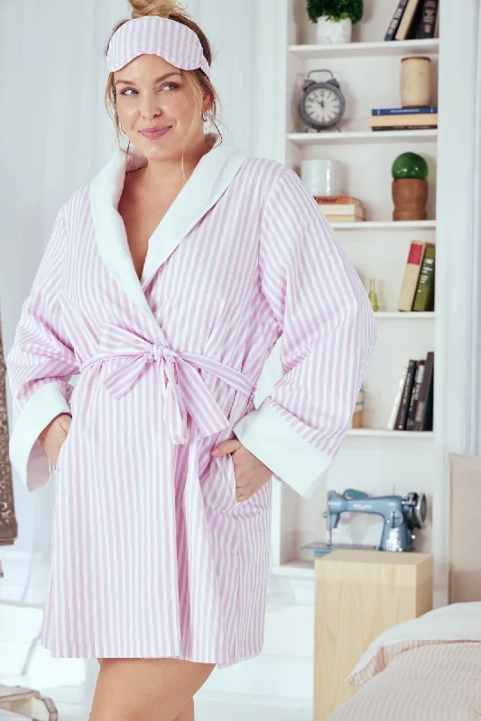 Low Price Pink 3D Stripe Turkish French Terry Robe