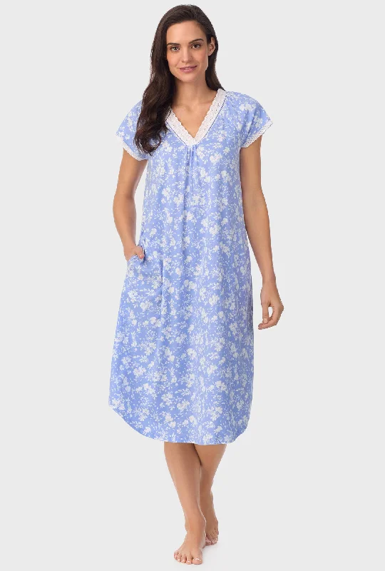 Weekend Savings Spectacular Powder Blue Floral Cap Sleeve Nightgown