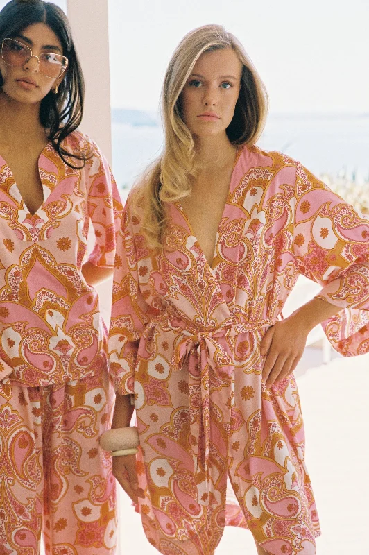 Overstock Clearance Short Kimono Robe - Paisley