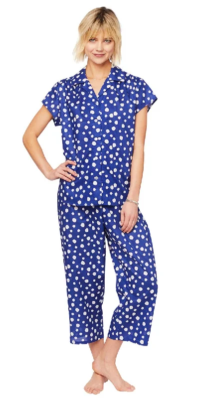 Weekend Savings Bonanza Capri Pajama Set - Blue Polka Dots