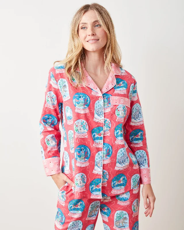 Year-End Clearance Snow Globe Magic - Flannel Long PJ Set - Red Ribbon