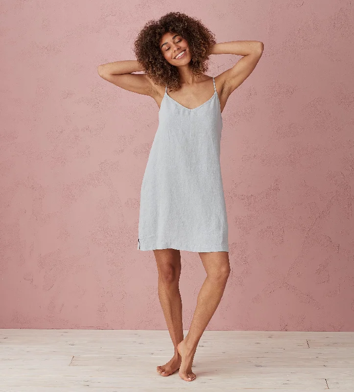 Great Deal Stone Grey Delilah 100% Linen Short Cami Nightie