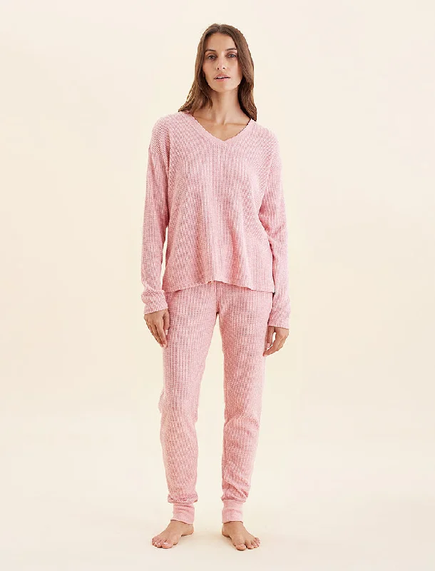 Weekend Bargains to Sizzle Super Soft Waffle V-Neck Top and Jogger Set