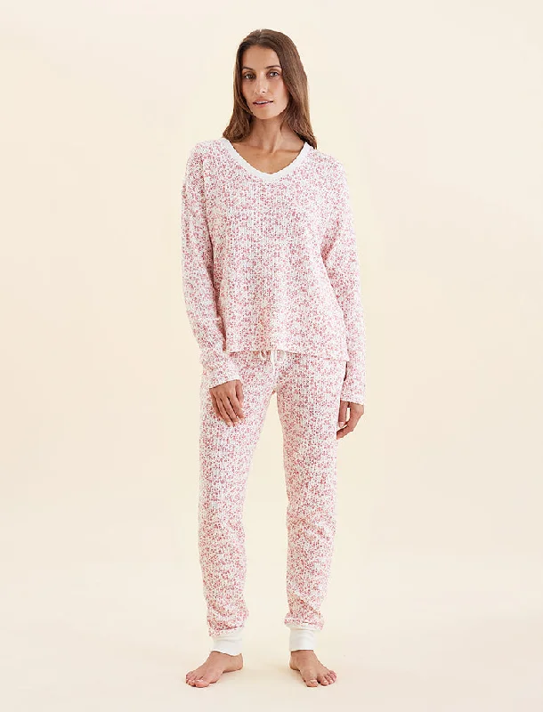 Weekend Discounts to Love Super Soft Waffle V-Neck Top and Jogger Set