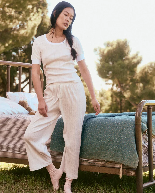 Weekend Deals That Please The Pointelle Easy Button Sleep Pant. -- White