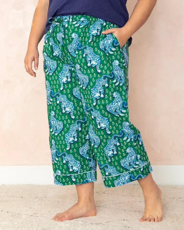 Exclusive Deal Tiger Queen - Cropped PJ Pants - Jade