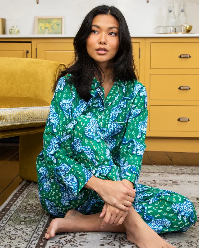 Super Bargain Tiger Queen - Long PJ Set - Jade