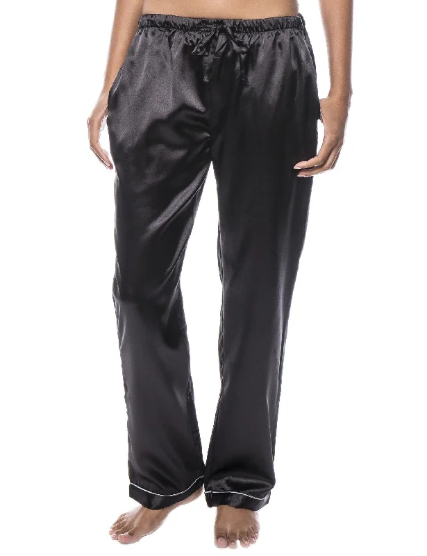 Weekend Discounts to Indulge In Women's Satin Lounge Pant - Black