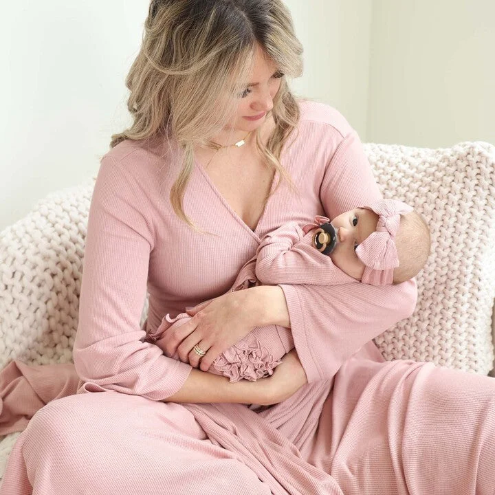 Unbeatable Deal Vintage Rose Waffle Bamboo Knit Maternity Robe