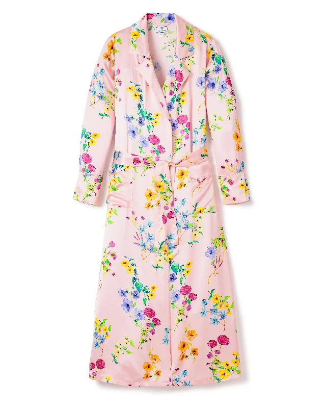 Weekend Offers That Impress Women's Silk Robe in Blush Brilliant Botanical