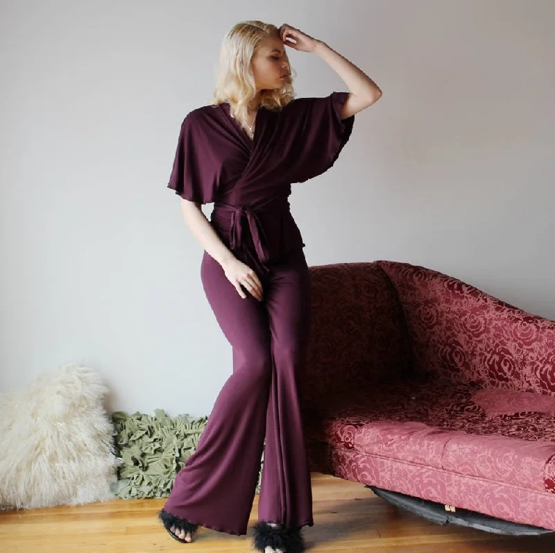 Exclusive Deal Pajama set including bamboo lounge pants and wrap bed jacket