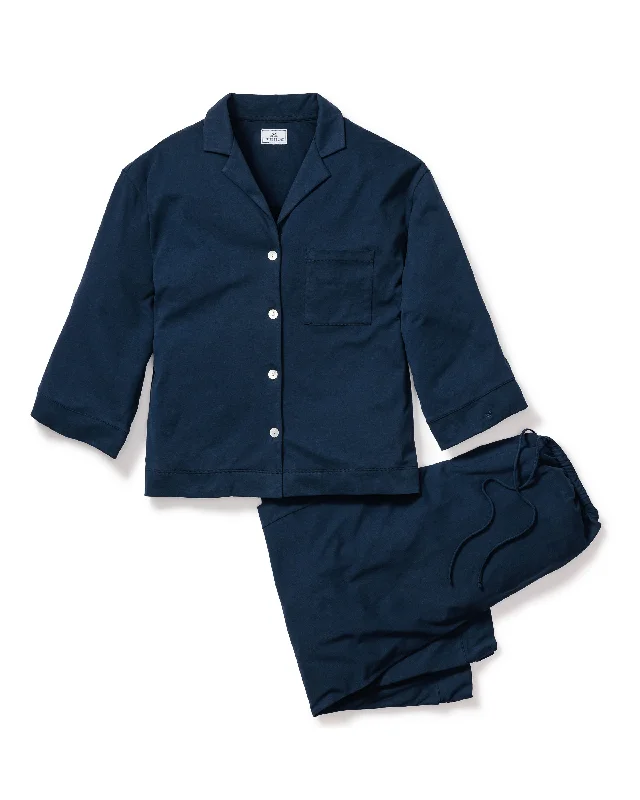 Weekend Discounts to Savor The Olivia Wide Leg Pima Pajama Set in Navy