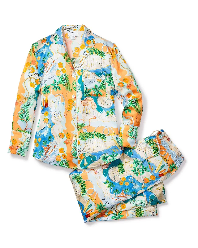 Online Exclusive Women's Silk Print Pajama Set Hotel del Coronado x Petite Plume