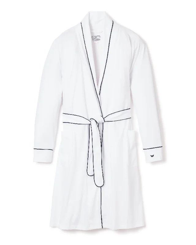 Unbeatable Prices Women's Pima Robe in White with Navy Piping