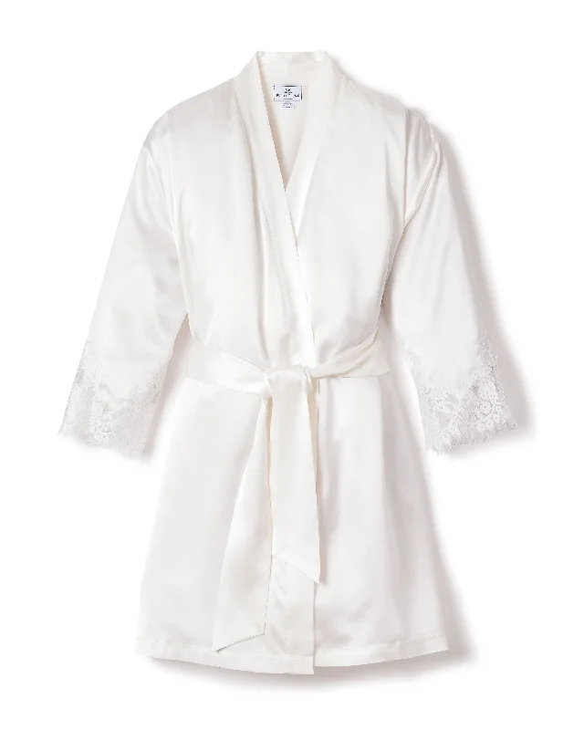 Weekend Specials to Relish Women's Silk Lace Robe in White