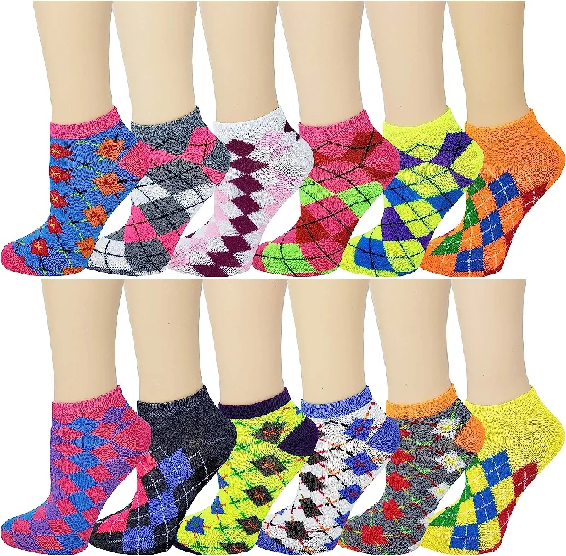 Weekend Offers That Thrill Low Cut Ankle Socks | Aryle Neon Design | Women 12 Pairs