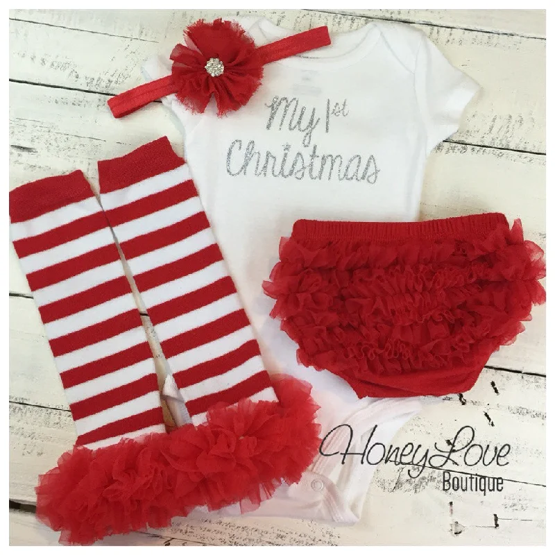 Don't Delay My 1st Christmas 4 Piece Set - Silver or Gold