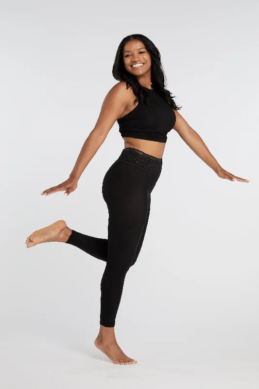 Weekend-Only Price Drops Black Opaque Footless Tights With Luxe Comfort Waistband