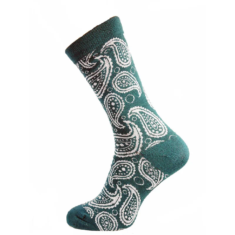 Weekend Offers That Shine Green Paisley Bamboo socks