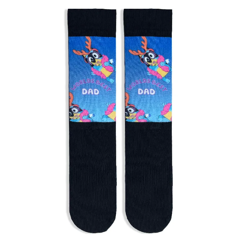 Flash Sale Bluey Bandit 'World's Best Dad' Adult Printed Socks