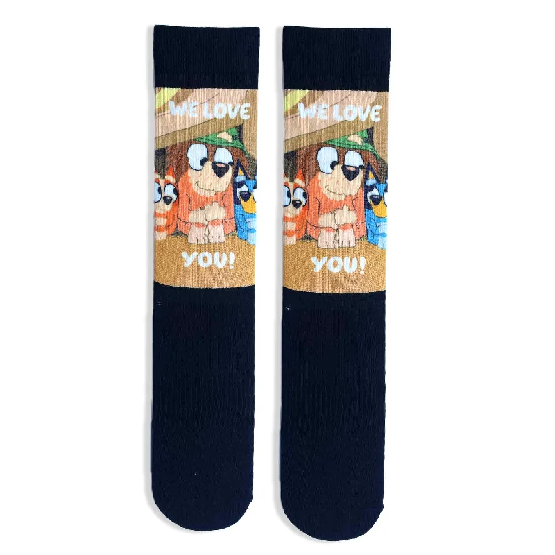 Now Available Bluey 'We Love you Grandad' Adult Printed Socks