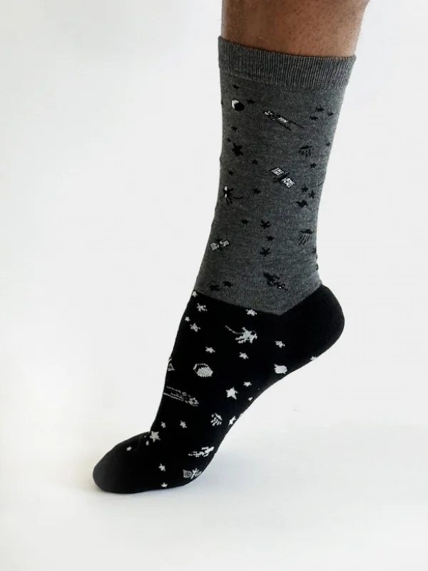 Can't Beat Cielo Space Colour Block Bamboo Socks - Grey