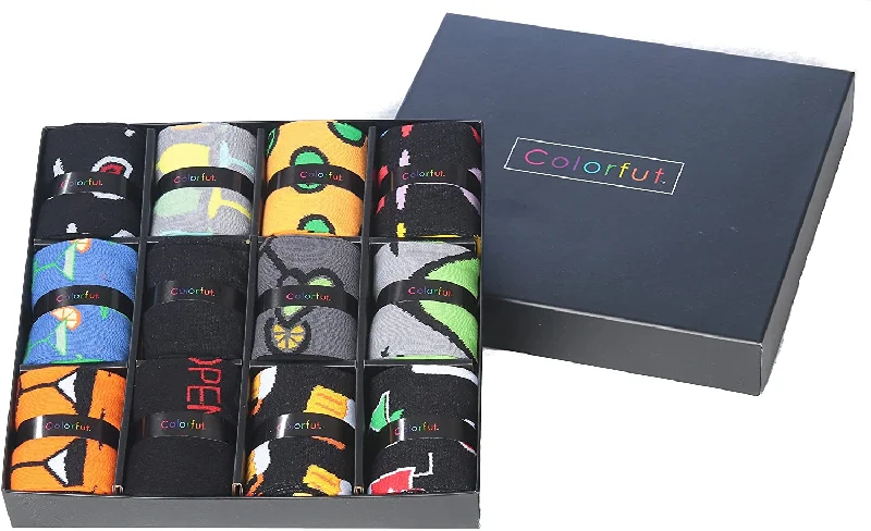 Weekend Deals That Amaze Colorfut Men's 12 Pairs Soft Cotton Blend Colorful Funky Gift Box Dress Socks