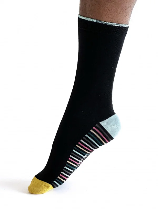 Sale Alert Conall Stripe Bamboo Socks - Black