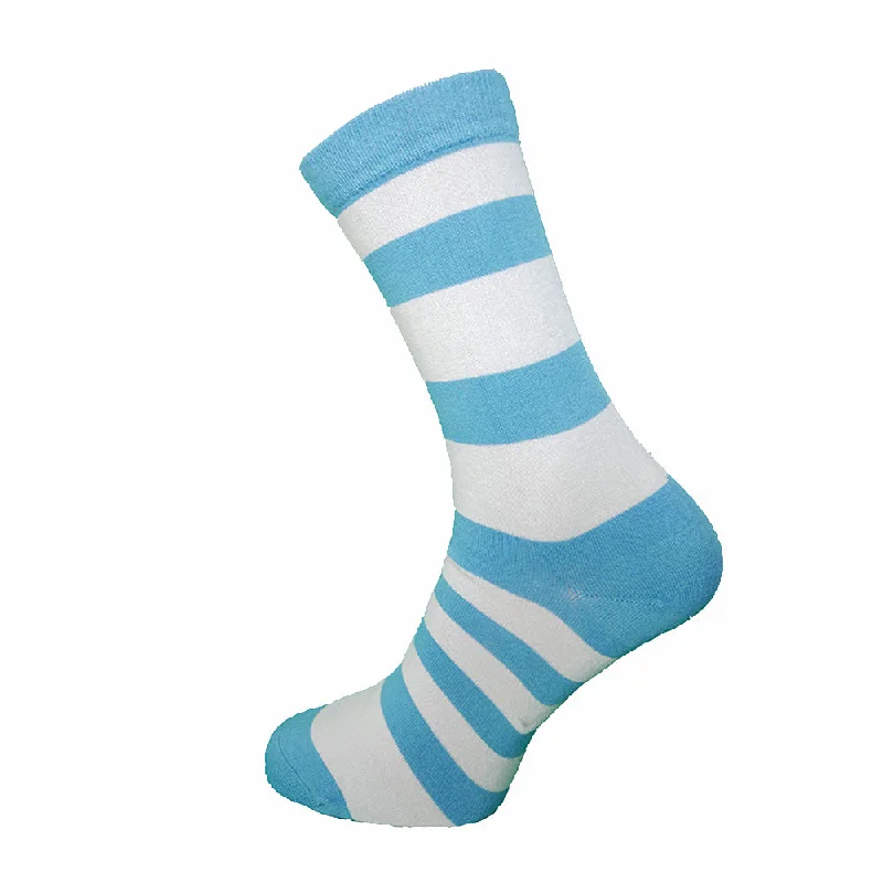 Weekend Savings Spree Blue and Cream Striped Bamboo Socks