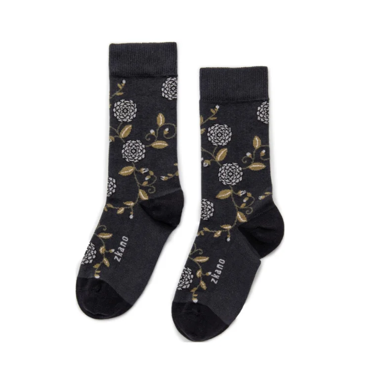 Weekend Deals to Make You Smile Camellia Socks in Charcoal from Zkano