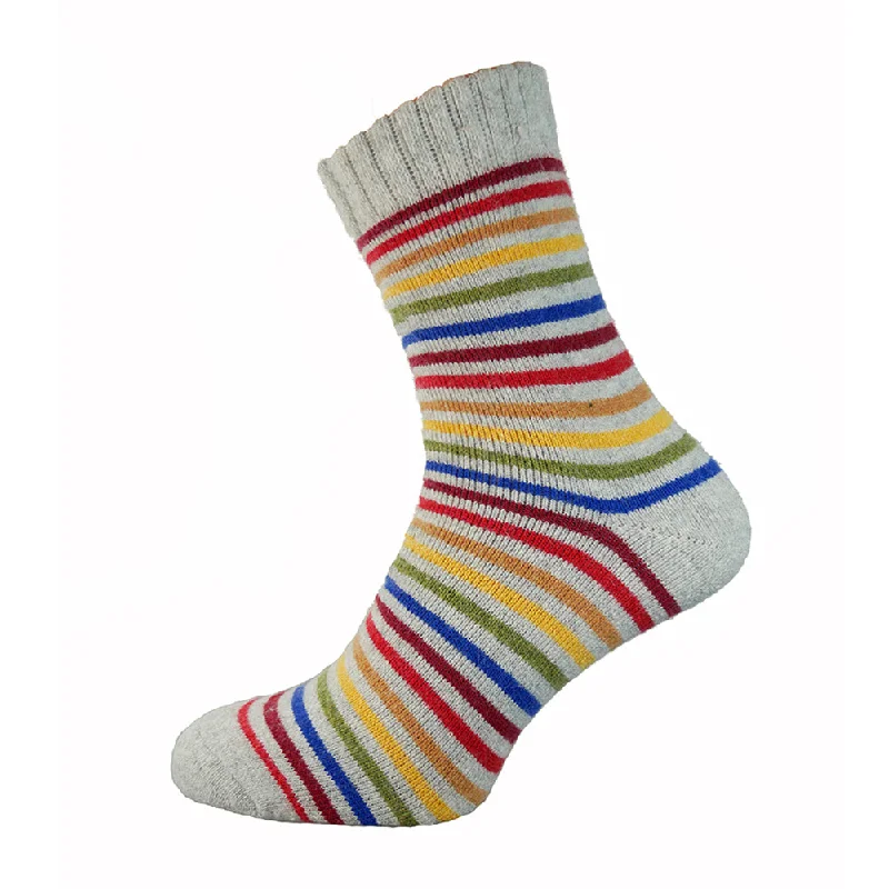 Unmissable Offer Grey wool blend socks with multi coloured stripes