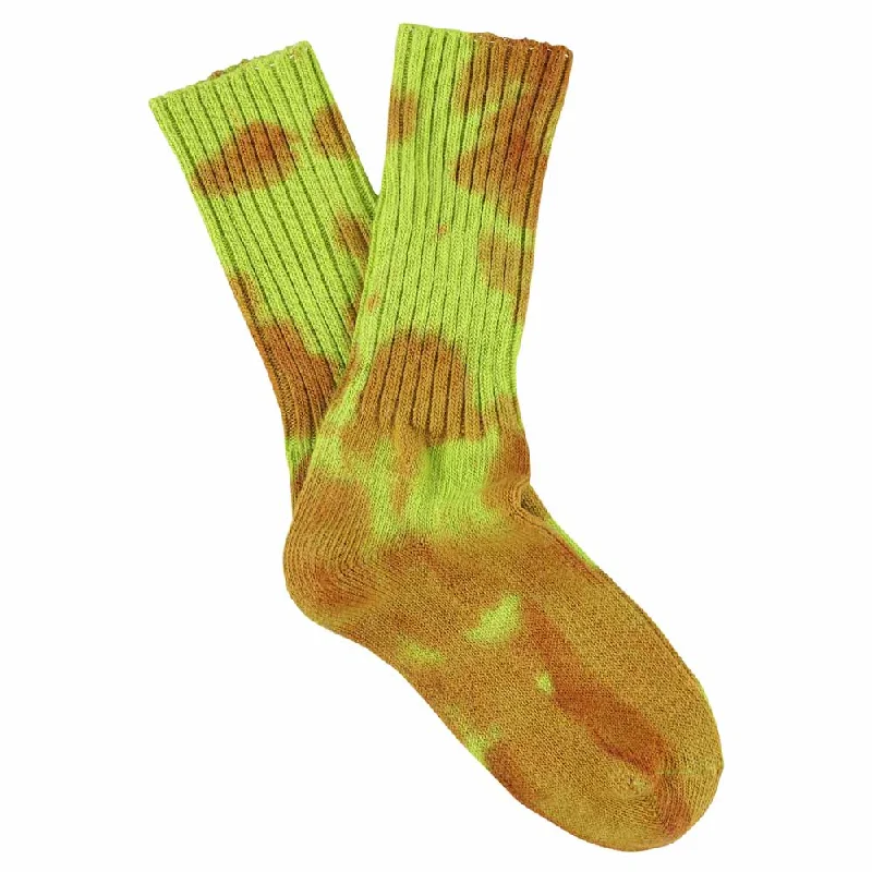 Weekend Deals That Dazzle Women Tie Dye Socks - Rust / Lime