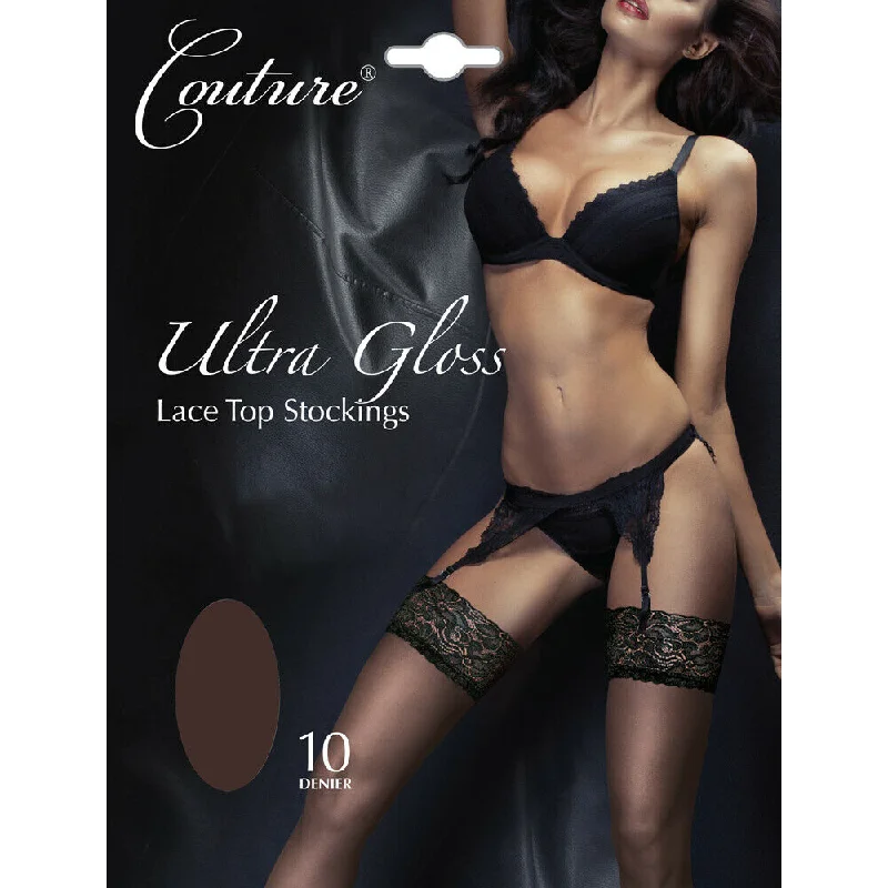 Overstock Sale Couture Ultra Gloss Lace Top Stockings 10 Denier