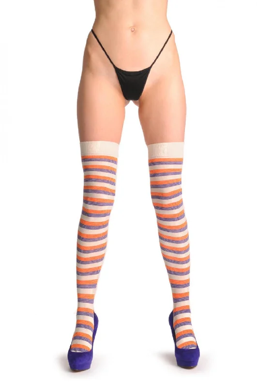 Exclusive Offer Cream Orange & Purple Thin Stripes