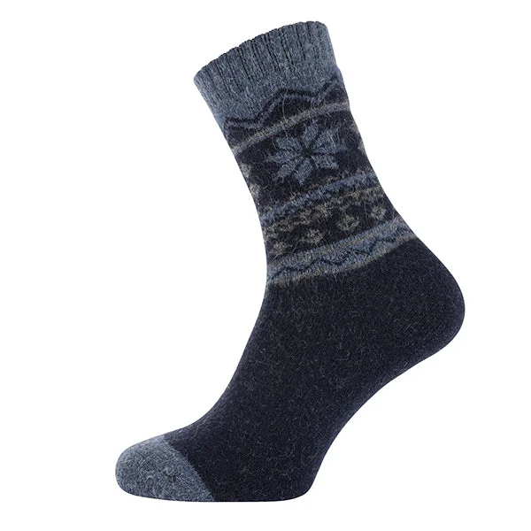 Year-End Sale Dark blue winter pattern wool blend socks