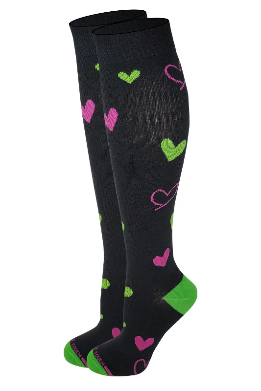 Unbeatable Deal Compression Knee High Socks | Hearts Design | Womens (1 Pair)