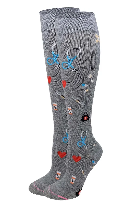 Steals and Deals Knee High Compression Socks | Medical Icons Design | Women's (1 Pair)