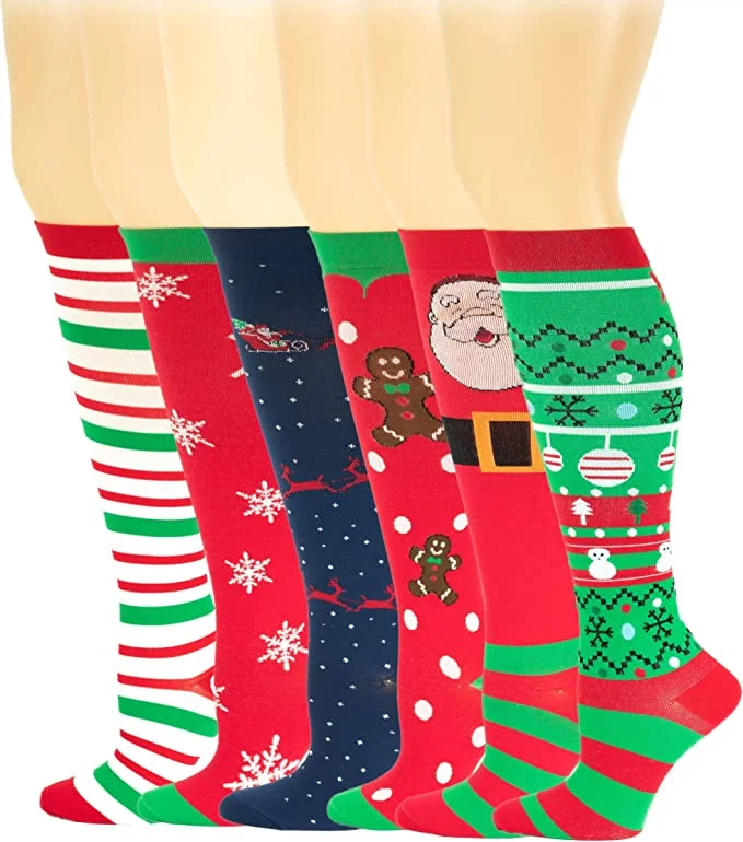 Today Only Dr. Shams 6 Pairs pack Christmas Compression Knee High Socks