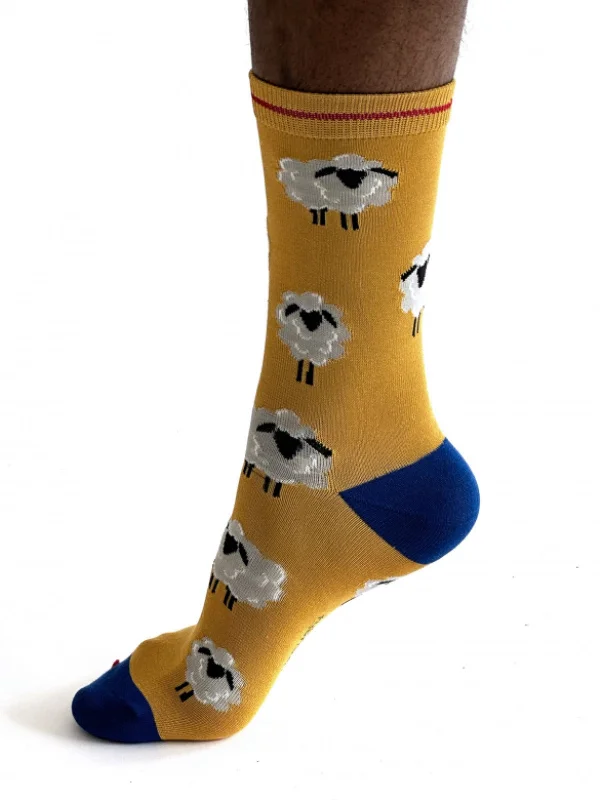 Extra Savings Elliot Sheep Bamboo Socks - Yellow