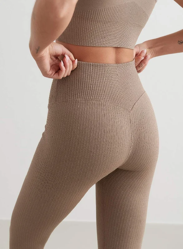 While Supplies Last Espresso Ribbed Seamless Tights